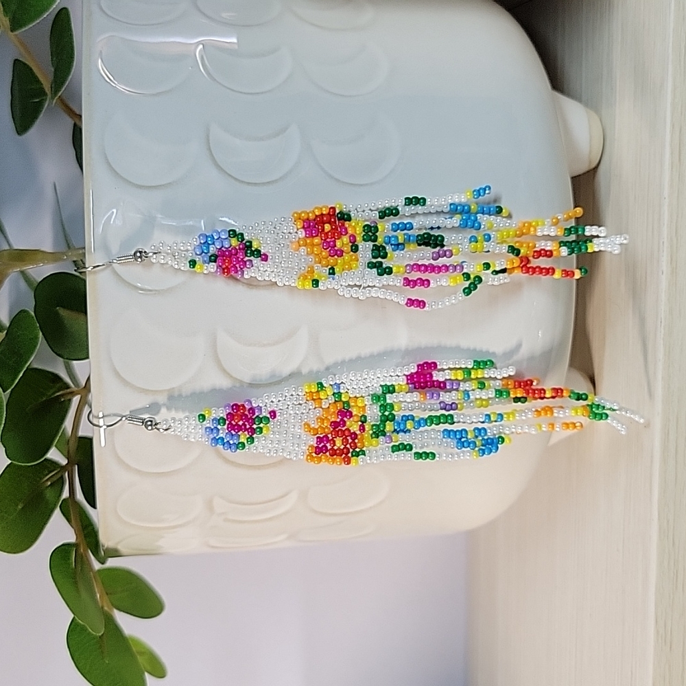 🔥LAST PAIR🔥 Hand Beaded Long Tassel Earrings - Picture 4 of 9